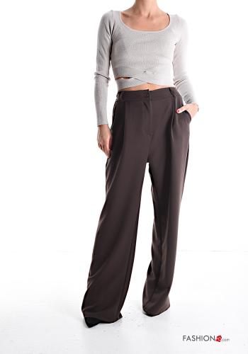 wide leg lange Hose mit Knöpfen mit Reißverschluss mit Taschen - ph 5