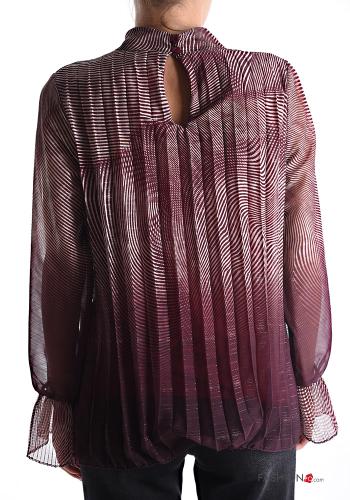 Blusa maniche lunghe chiffon Fantasia optical a collo alto - ph 2