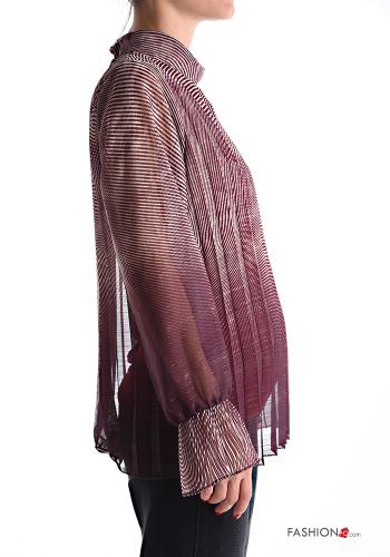 Blusa maniche lunghe chiffon Fantasia optical a collo alto - ph 3
