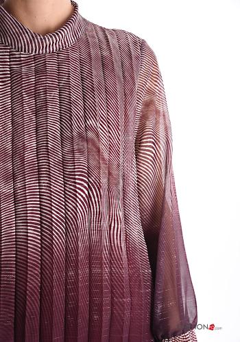 Blusa maniche lunghe chiffon Fantasia optical a collo alto - ph 4
