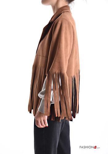 Suede with collar Jacket with buttons without lining with fringe - ph 3