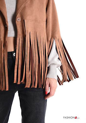 Suede with collar Jacket with buttons without lining with fringe - ph 4