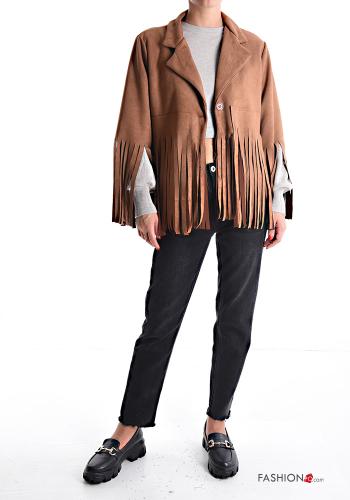 Suede with collar Jacket with buttons without lining with fringe - ph 5