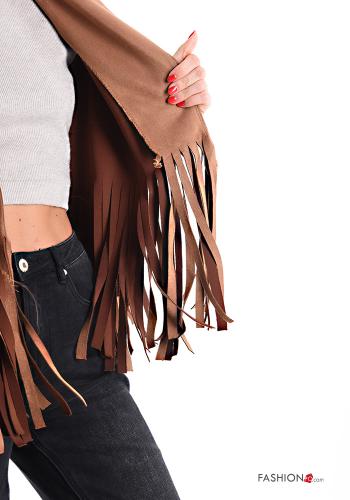 Suede with collar Jacket with buttons without lining with fringe - ph 6