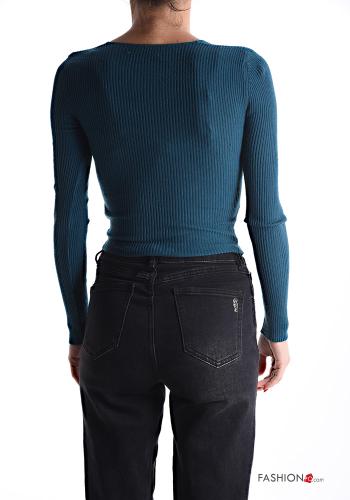 long sleeve mini Top with v-neck with knot - ph 2
