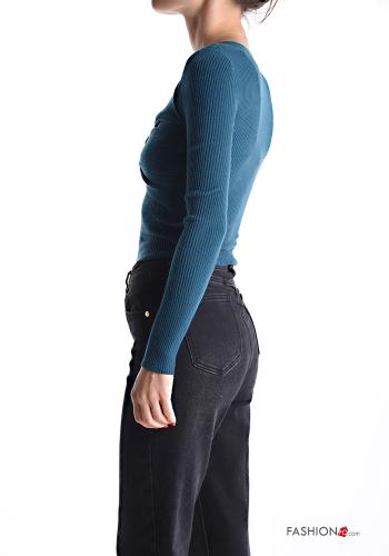 long sleeve mini Top with v-neck with knot - ph 3