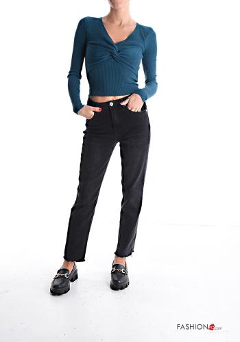 long sleeve mini Top with v-neck with knot - ph 5