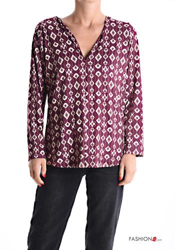 Patterned long sleeve Blouse with v-neck - ph 1