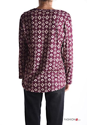 Patterned long sleeve Blouse with v-neck - ph 2