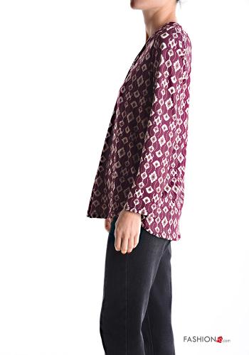 Patterned long sleeve Blouse with v-neck - ph 3