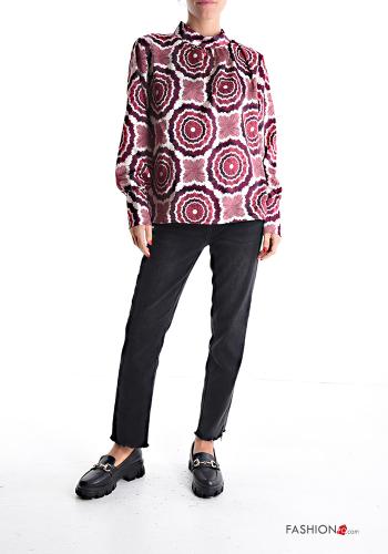 Blouse manches longues Imprimé abstrait à col roulé - ph 5