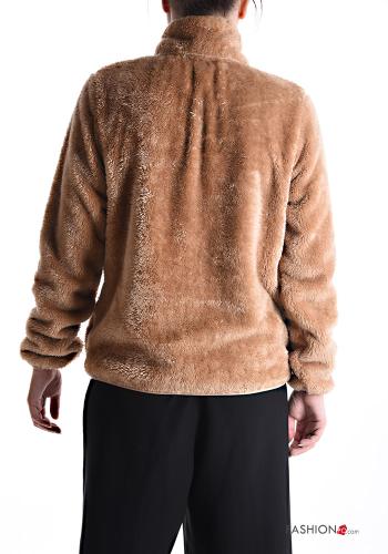 faux fur long sleeve Jacket Rollneck without lining with pockets with zip - ph 2