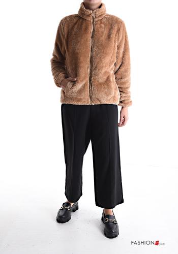faux fur long sleeve Jacket Rollneck without lining with pockets with zip - ph 5