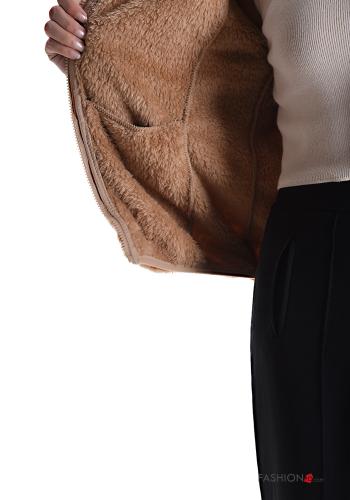 faux fur long sleeve Jacket Rollneck without lining with pockets with zip - ph 6