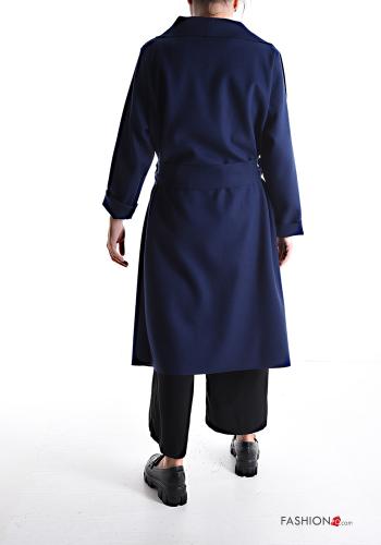 Cappotto maniche lunghe con colletto senza fodera con cintura in stoffa - ph 2