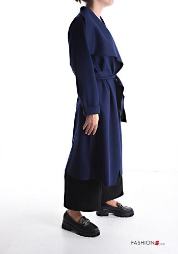 Cappotto maniche lunghe con colletto senza fodera con cintura in stoffa - ph 3