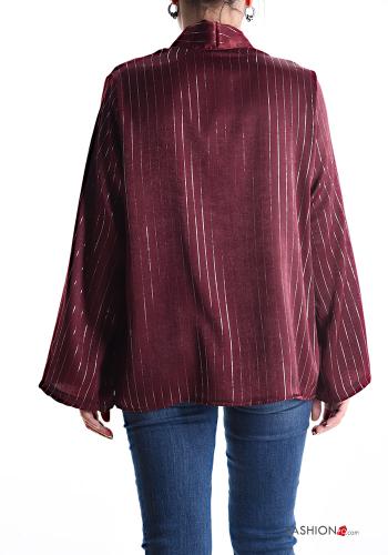 Blusa lurex maniche lunghe Fantasia righe con fiocco - ph 2