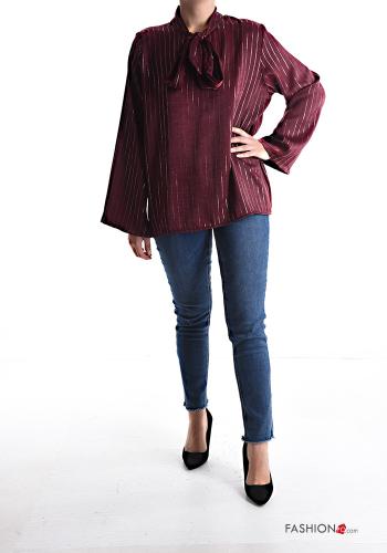 Blusa lurex maniche lunghe Fantasia righe con fiocco - ph 5