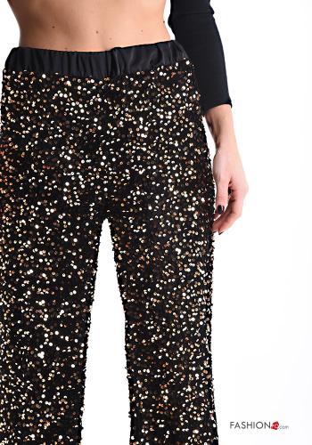 Samt lange Hose mit Pailletten mit gummizug - ph 4