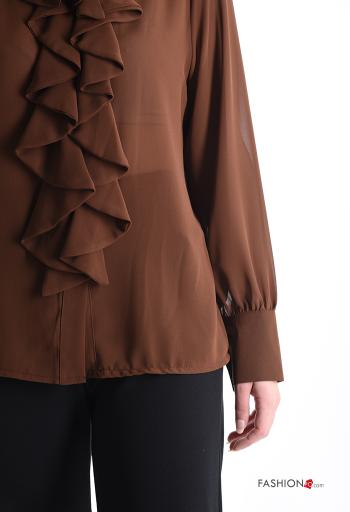lange ärmel chiffon Hemd mit Volants mit Knöpfen - ph 4