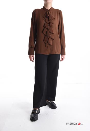 lange ärmel chiffon Hemd mit Volants mit Knöpfen - ph 5