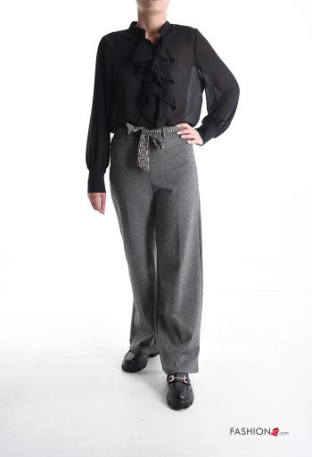 wide leg Hose mit stoffgürtel - ph 5