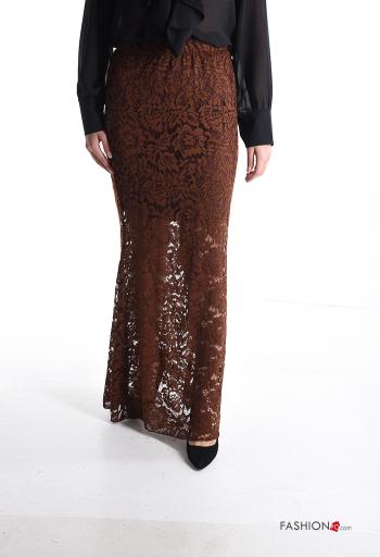 Gonna pizzo lungo con fodera con elastico - ph 1