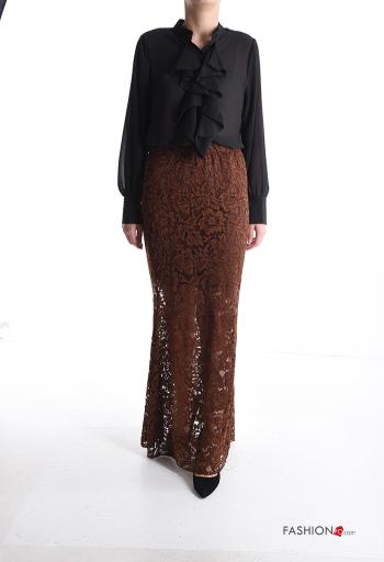 Gonna pizzo lungo con fodera con elastico - ph 5