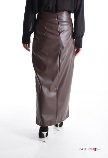 Gonna lungo ecopelle vita alta con zip con spacco - ph 2