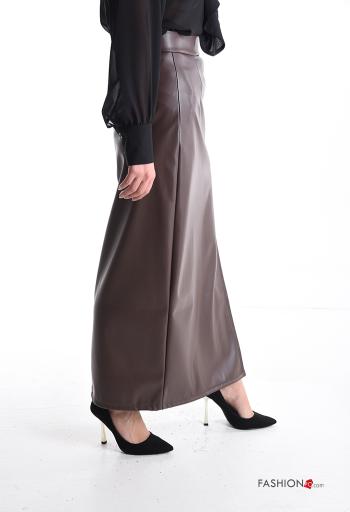 Gonna lungo ecopelle vita alta con zip con spacco - ph 3