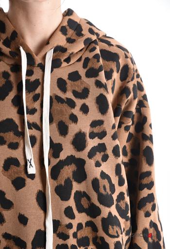Felpa in Cotone lungo Fantasia animalier con cappuccio - ph 4
