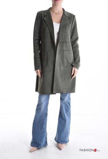 Suede Duster Coat with pockets without lining - ph 1