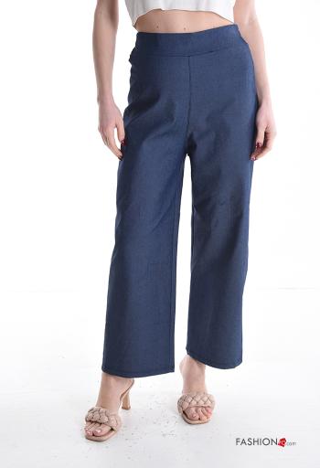 Denim hoher Taille Hose aus Baumwolle mit gummizug