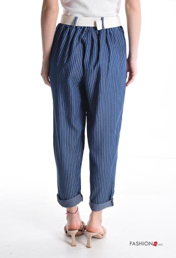 Streifenmuster Hose mit Gürtel mit gummizug mit Taschen - ph 2