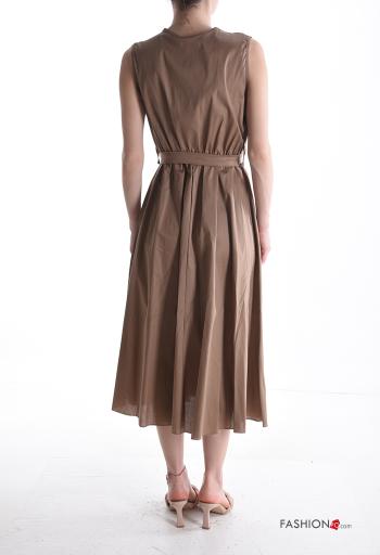 Abito in Cotone senza maniche scollo a V con cintura in stoffa - ph 2