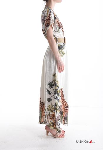Abito in Cotone maniche corte con cintura scollo a V - ph 3