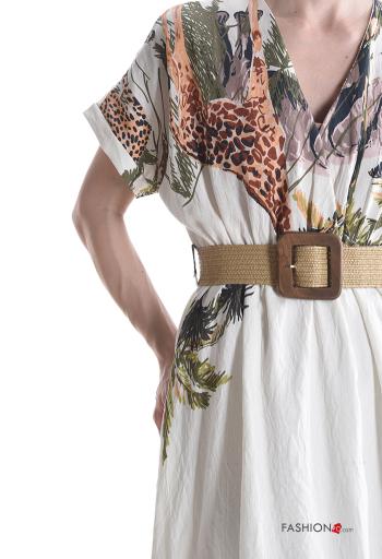 Abito in Cotone maniche corte con cintura scollo a V - ph 4
