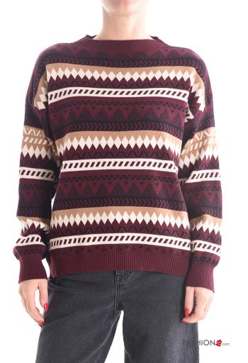 Geometric pattern long sleeve crew neck Sweater - ph 1