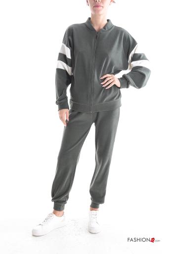 Traje de deporte manga larga con cremallera con elástico