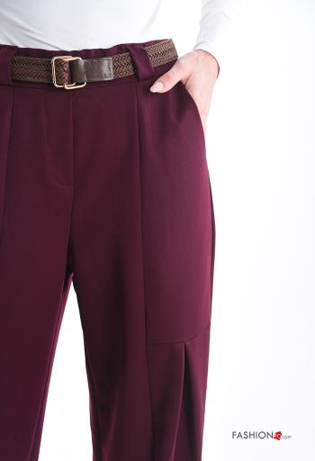 Pantalon wide leg avec poches avec élastique avec ceinture - ph 4