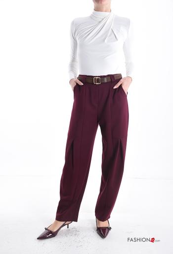 Pantalon wide leg avec poches avec élastique avec ceinture - ph 5