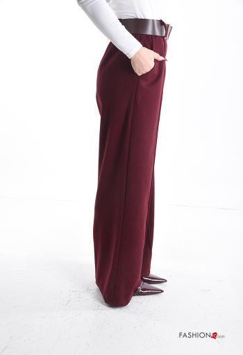 high waist wide leg Trousers with belt with pockets - ph 3