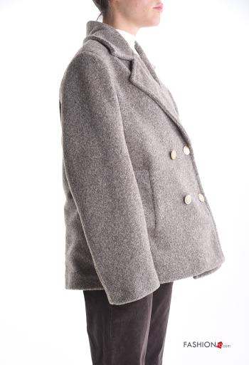 double-breasted long sleeve Coat with buttons with lining - ph 3