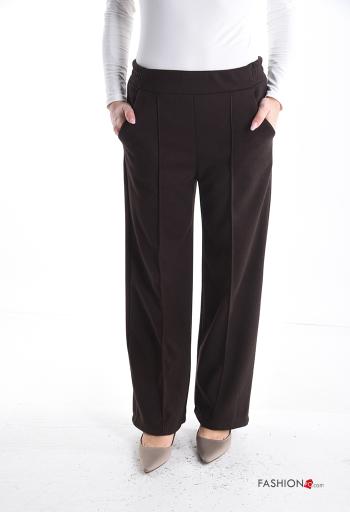 wide leg Trousers with pockets with elastic