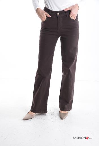 Cotton Trousers with buttons with zip with pockets