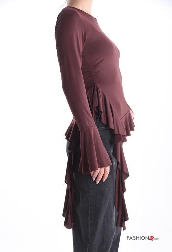 Blusa manga larga manga volante cuello redondo con volantes - ph 3