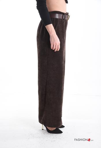 Samt wide leg Hose mit Gürtel mit Taschen - ph 3