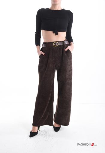 Samt wide leg Hose mit Gürtel mit Taschen - ph 5