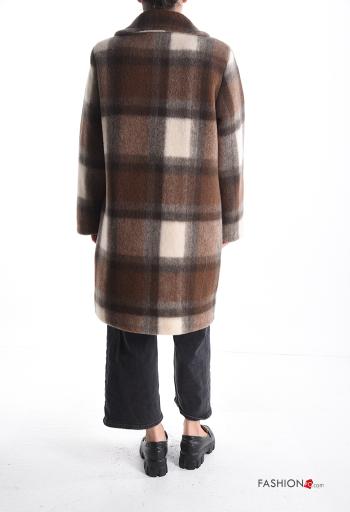 Tartan-Muster mit kragen Mantel aus Wollmischung mit Knöpfen mit Futter mit Taschen - ph 2