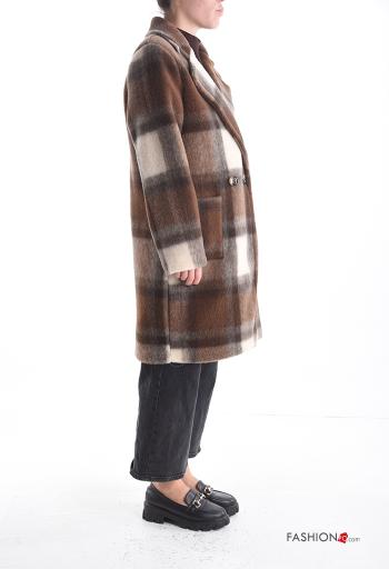 Tartan-Muster mit kragen Mantel aus Wollmischung mit Knöpfen mit Futter mit Taschen - ph 3